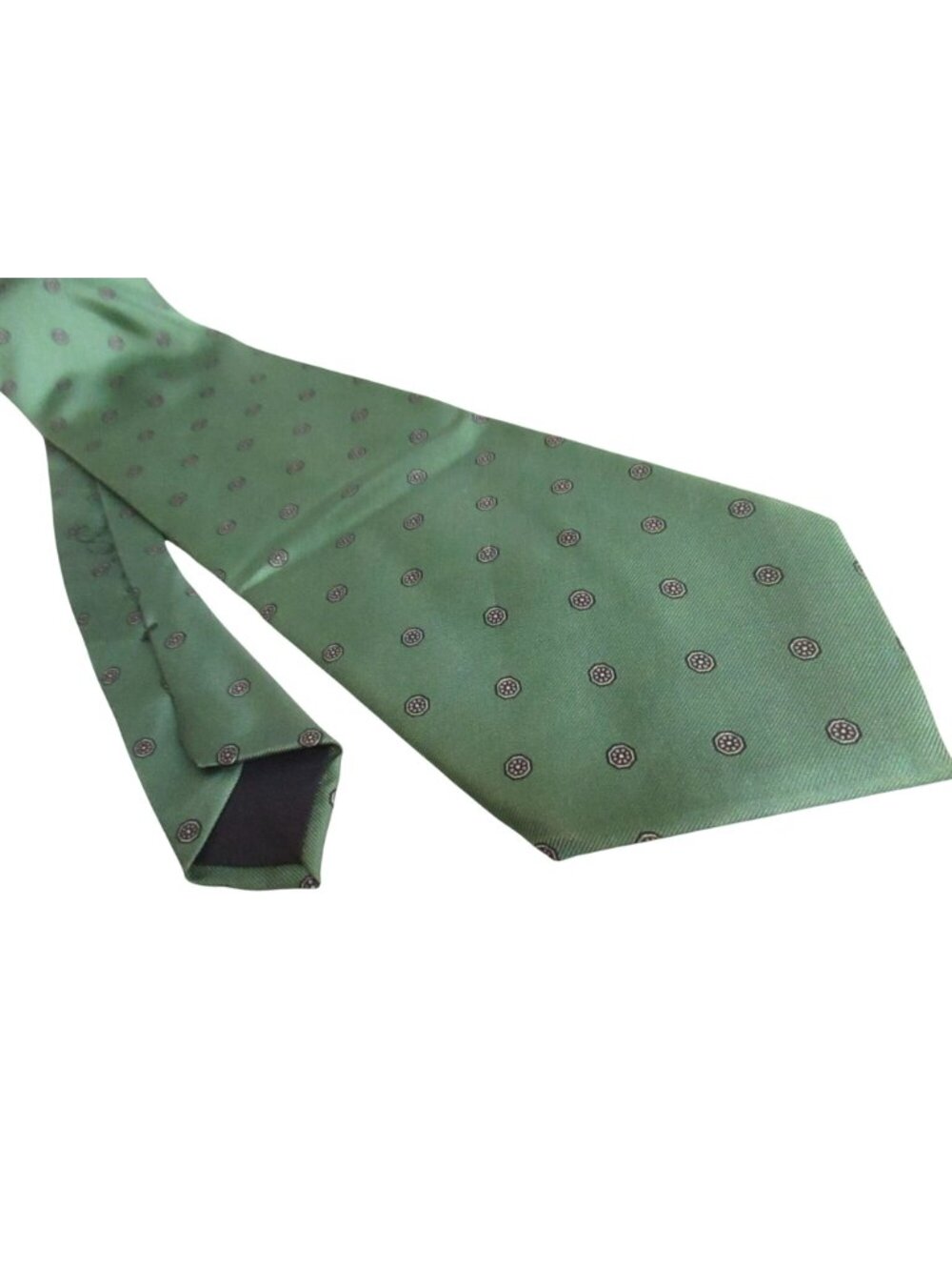 True Vintage Mens Silk Neck Tie Green 3” 56" Medallion Print